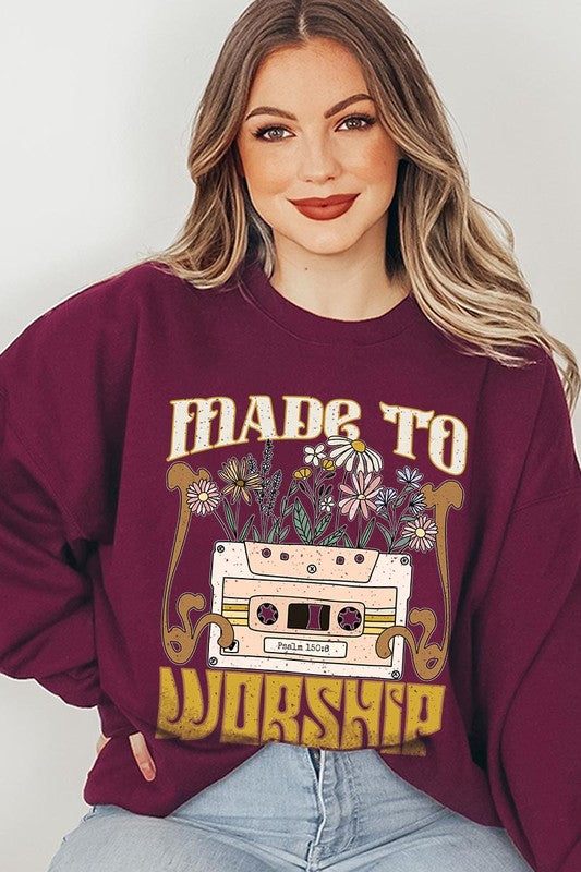 Worship Psalm Cassette Graphic Fleece Sweatshirts