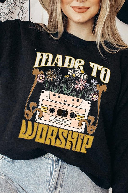 Worship Psalm Cassette Graphic Fleece Sweatshirts