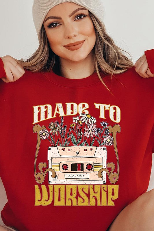 Worship Psalm Cassette Graphic Fleece Sweatshirts