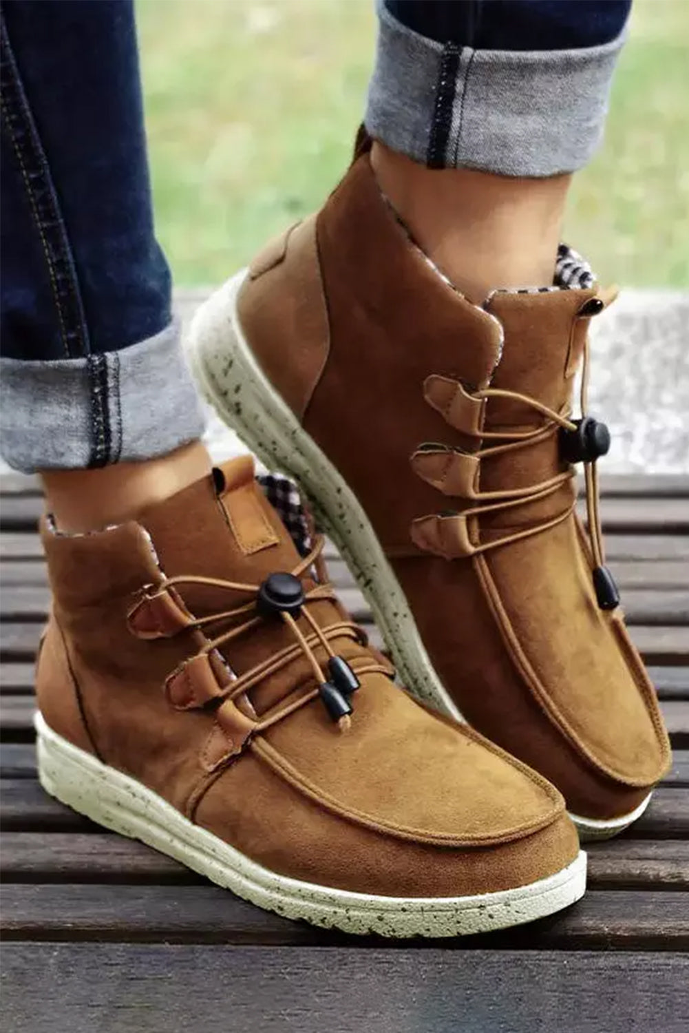 Camel Faux Suede Ankle Boots