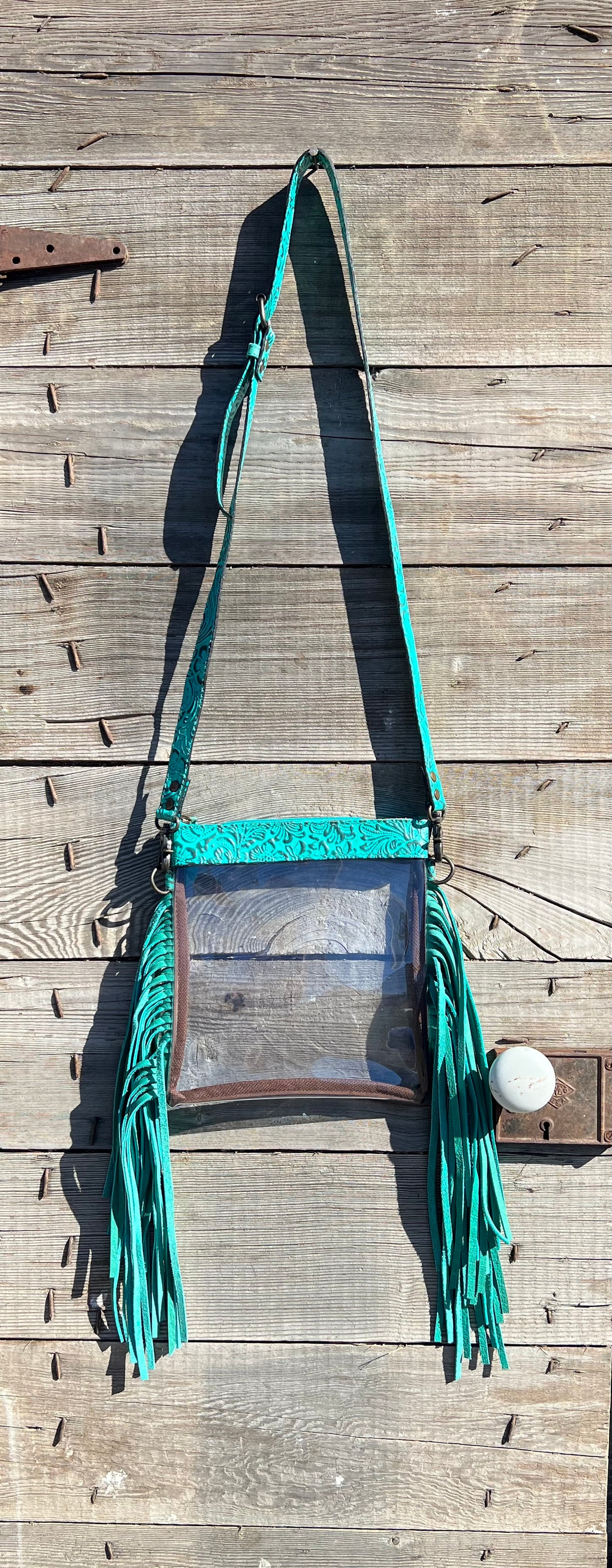 Tooled Fringe Stadium Clear Crossbody Bag