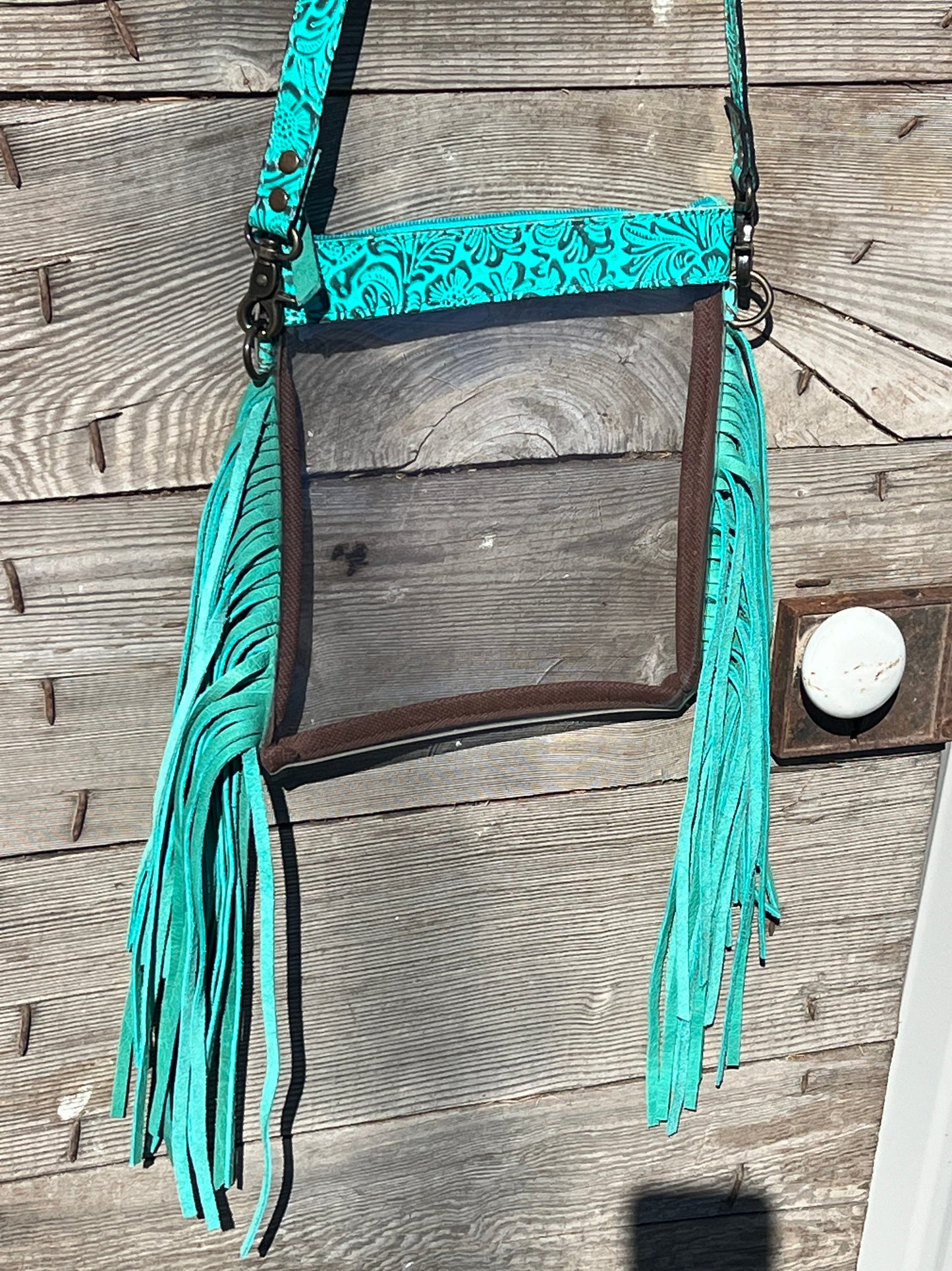 Tooled Fringe Stadium Clear Crossbody Bag