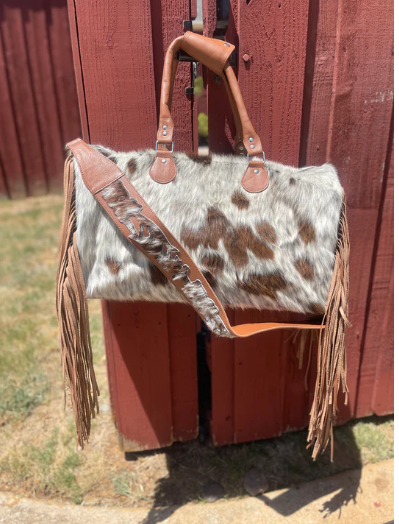 Cowhide Fringe Duffle Bag