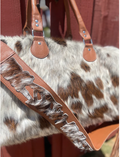 Cowhide Fringe Duffle Bag