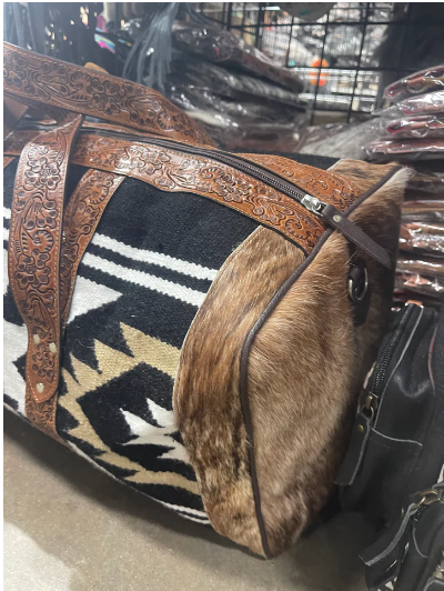 Saddle Bag Duffle with Tooled Handles