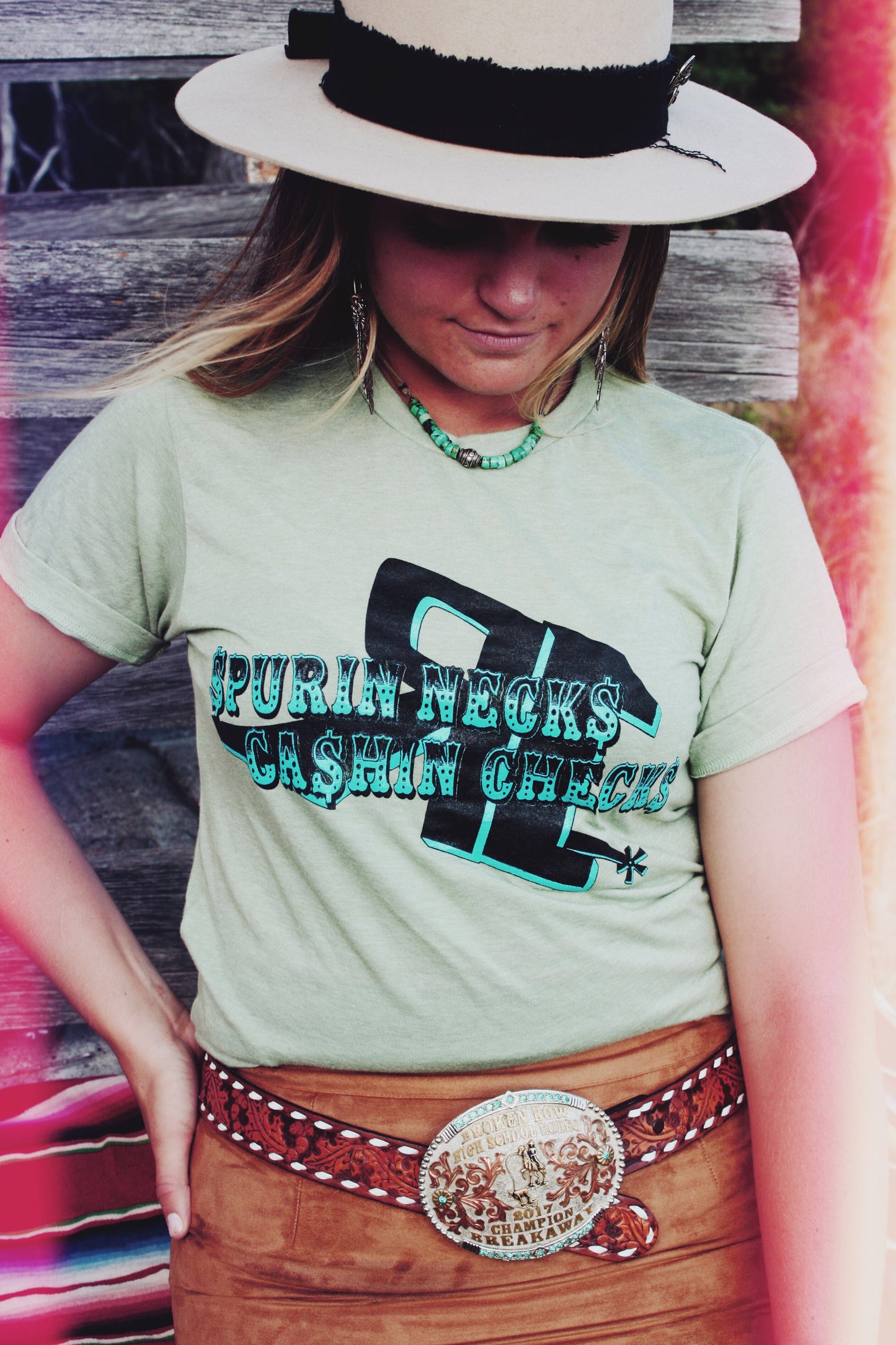 Spurin Necks Cashin Checks heather green (S013-G)