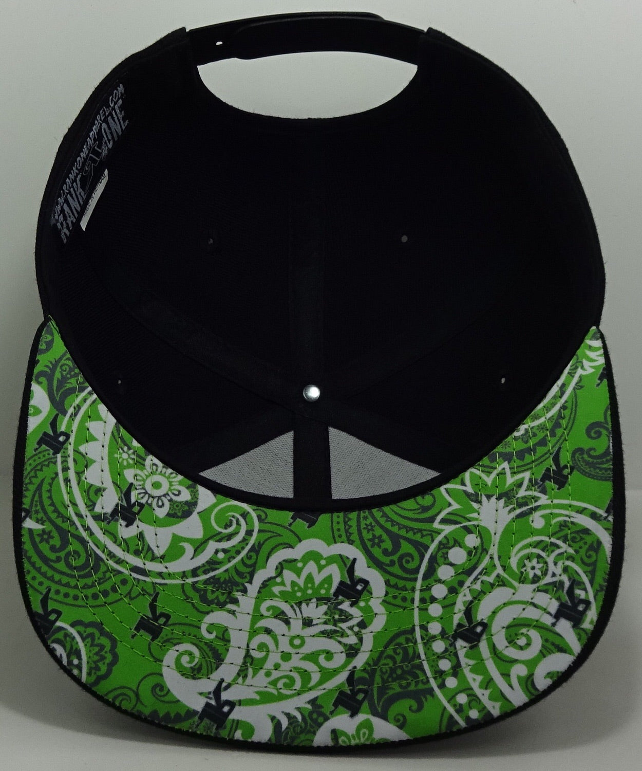 Black W/Lime Green Paisley under the bill (H1-0011)