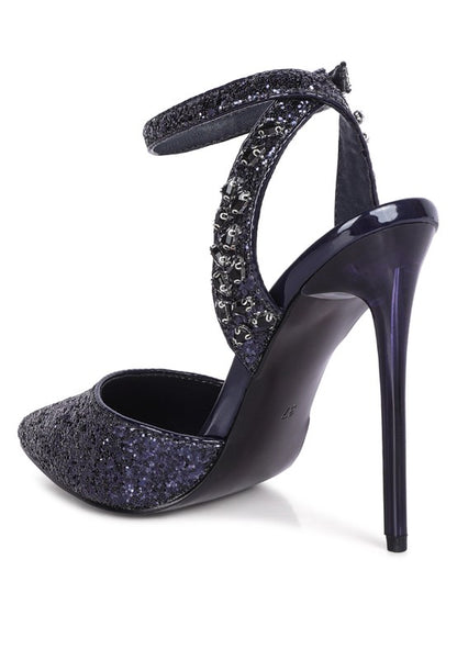 Cloriss Embellished Glitter Stiletto Sandals