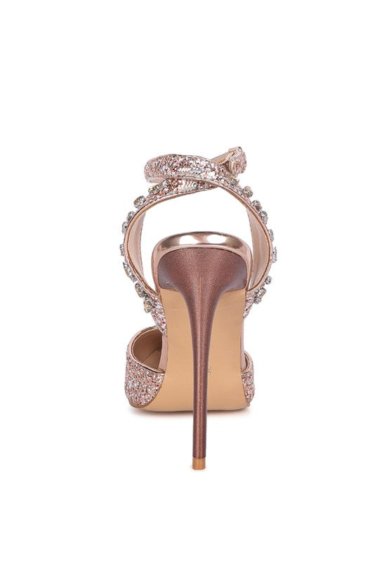 Cloriss Embellished Glitter Stiletto Sandals