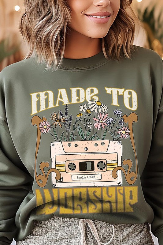Worship Psalm Cassette Graphic Fleece Sweatshirts