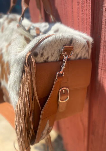 Cowhide Fringe Duffle Bag