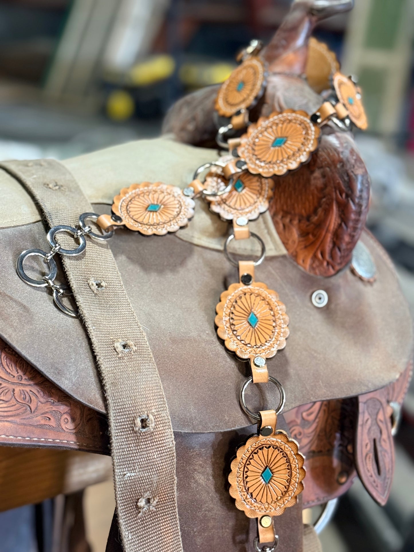 Heritage Leather Concho Belt – Hand Tooled