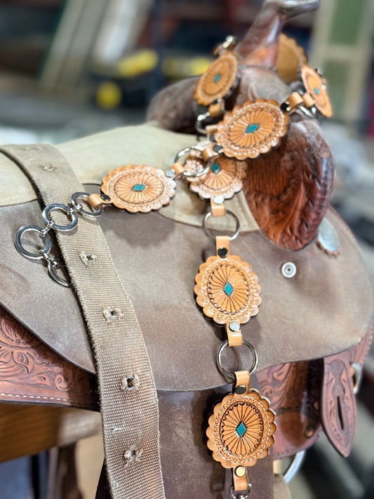 Heritage Leather Concho Belt – Hand Tooled