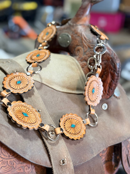 Heritage Leather Concho Belt – Hand Tooled