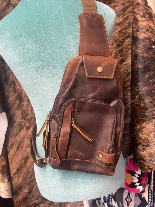 Genuine Leather Bum Bag Front View