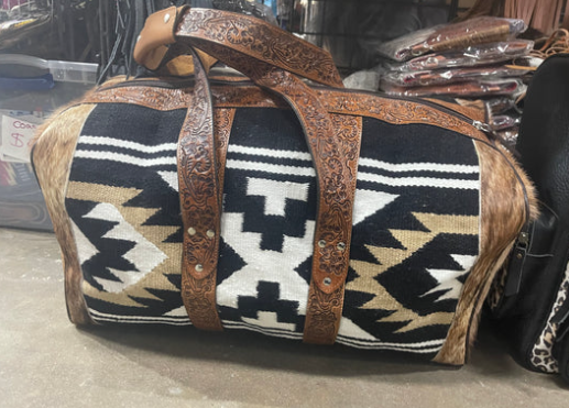Saddle Bag Duffle with Tooled Handles