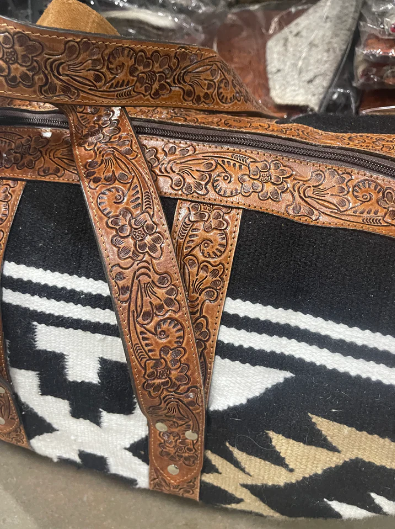 Saddle Bag Duffle with Tooled Handles