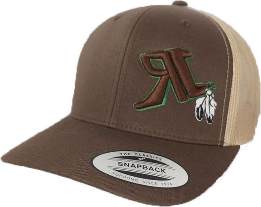 Brown-Khaki Retro Trucker with Feathers (H5-0003)