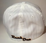 Fitted White Pinstripe with Feathers (H5-0001)