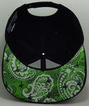 Black W/Lime Green Paisley under the bill (H1-0011)