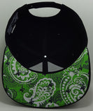 Black W/Lime Green Paisley under the bill (H1-0011)