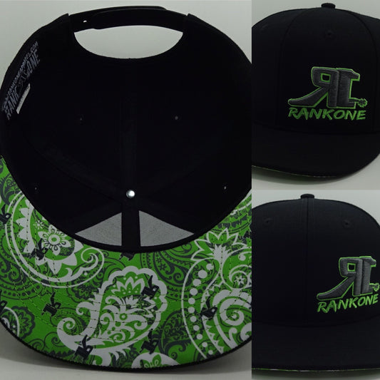 Black W/Lime Green Paisley under the bill (H1-0011)