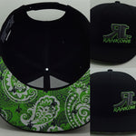 Black W/Lime Green Paisley under the bill (H1-0011)