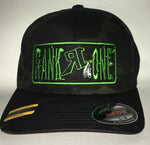 Black Camo and Lime Green Patch Fitted Cap  (H19-0005)