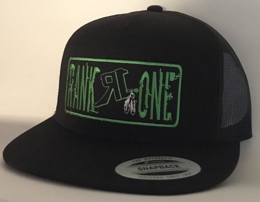 Black and Lime Green Patch Five Panel Cap (H19-0003)
