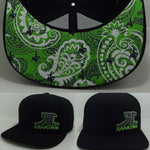 Black W/Lime Green Paisley under the bill (H1-0011)